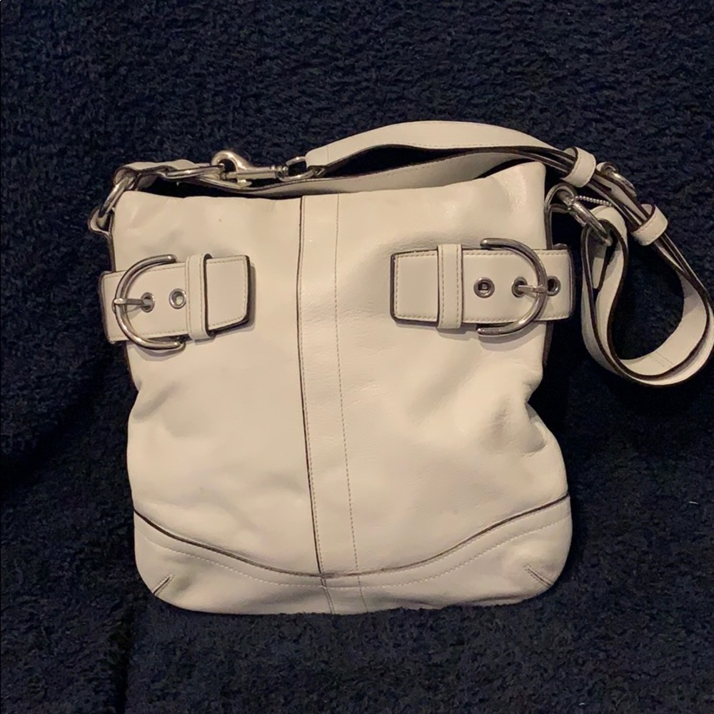 Coach white leather purse